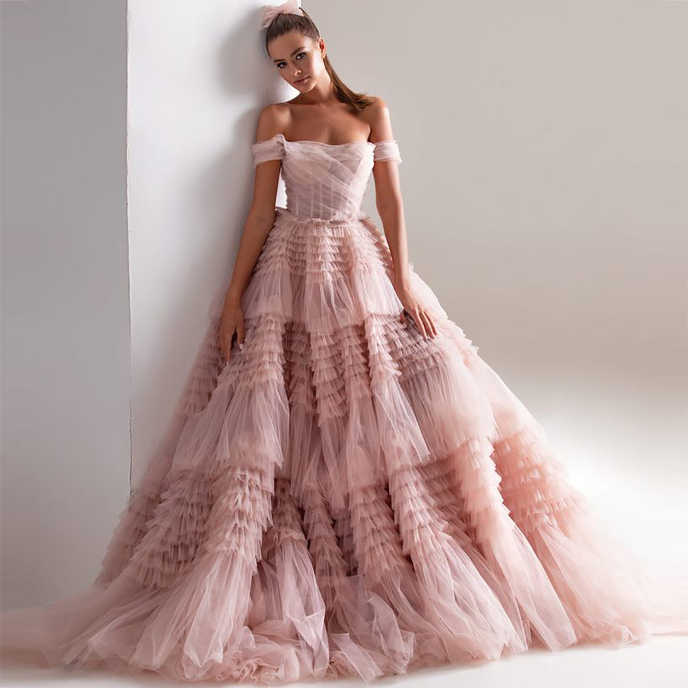 Classic Long Sleeve Lace Ball Gown Wedding Dress with Cathedral Train.