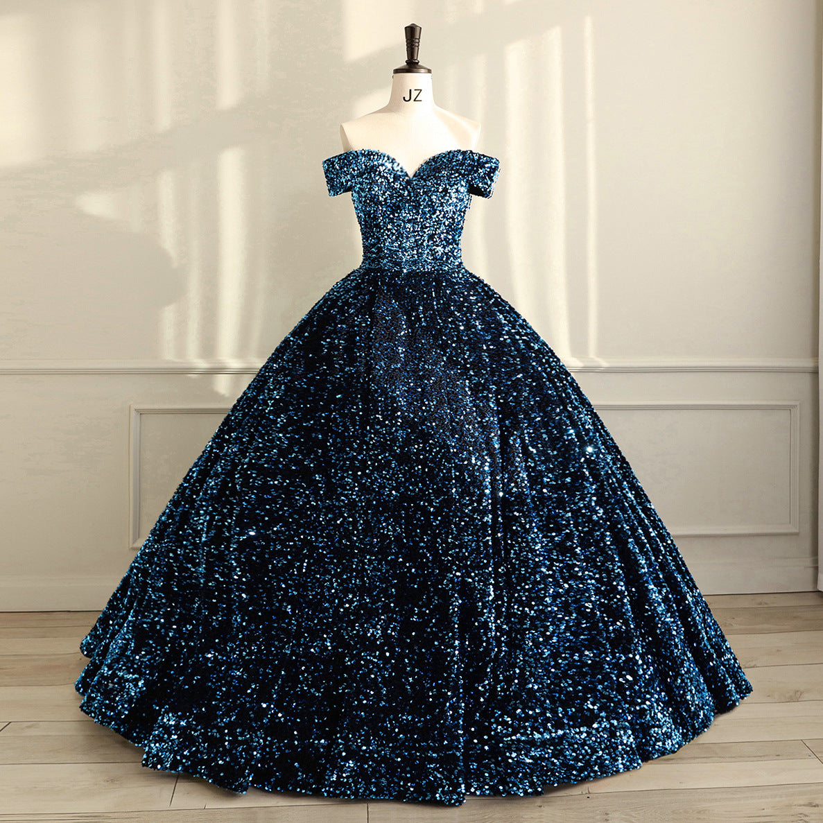 Sequined Ball gown formal bridal dress