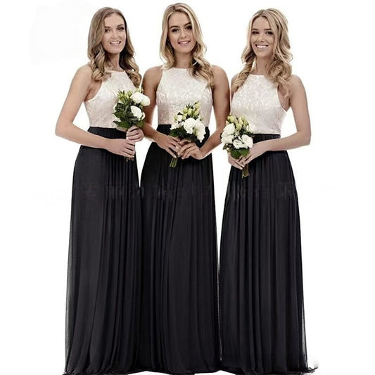 New Elegant Modest And Sophisticated Slim-Fit Long Lace Bridesmaid Dress