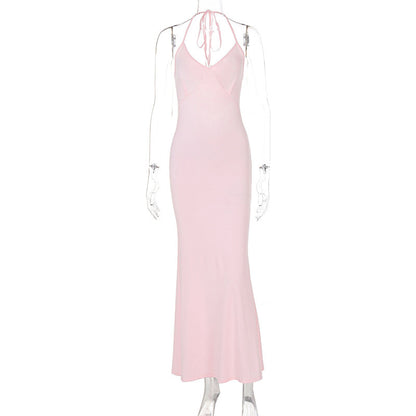 V-neck Strap Backless Sheath Dress Slim Fit Dress