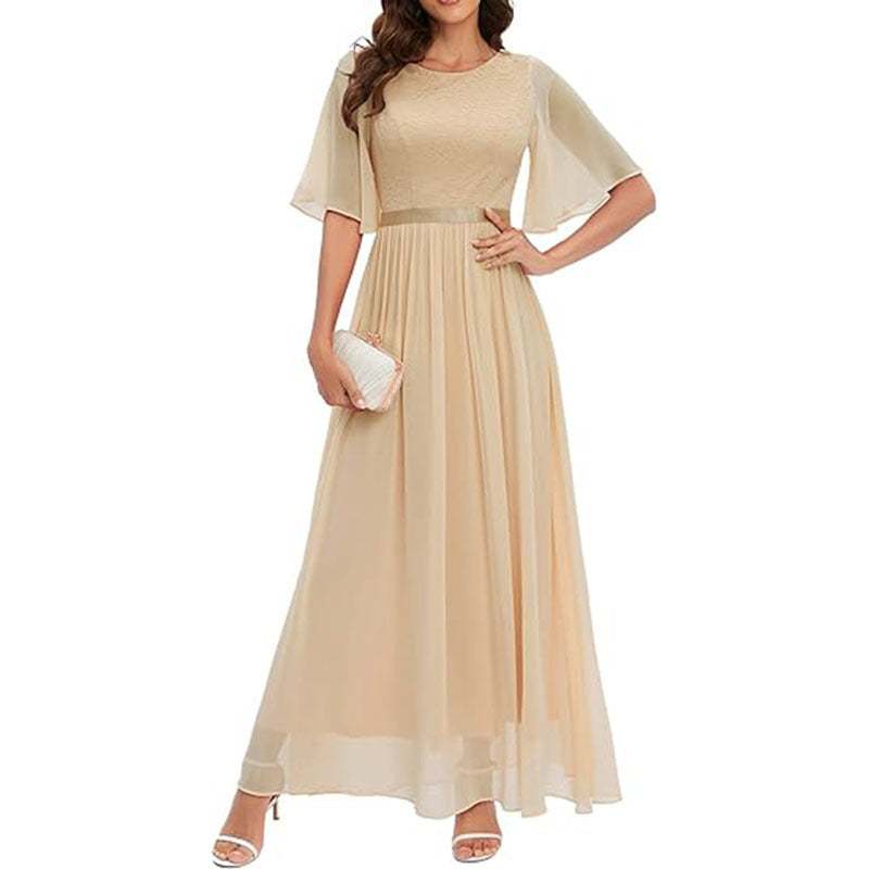 Short Sleeve Lace Bridesmaid Dress For Women