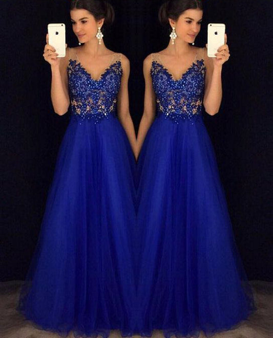 Dress Backless Beaded Ball Elegant Long Dress Blue Chiffon Dress Spot