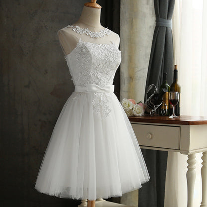 Short Lace Wedding Dress with Corset Back | Tulle Bridal Elopement Gown.