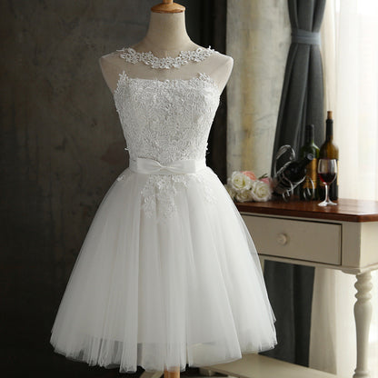 Short Lace Wedding Dress with Corset Back | Tulle Bridal Elopement Gown.
