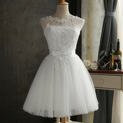 Short Lace Wedding Dress with Corset Back | Tulle Bridal Elopement Gown.