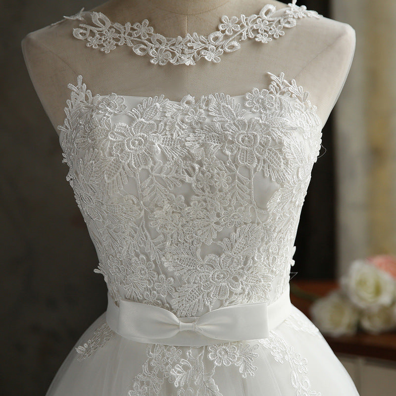 Short Lace Wedding Dress with Corset Back | Tulle Bridal Elopement Gown.