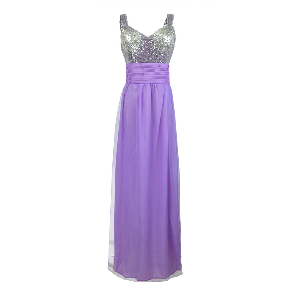 Bridesmaid formal purple Long Dress