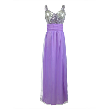 Bridesmaid formal purple Long Dress