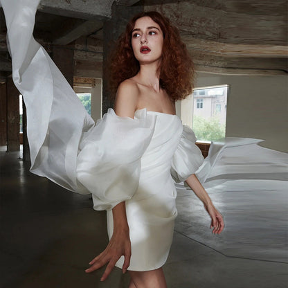 Off-shoulder Light Wedding Dress Simple And Short