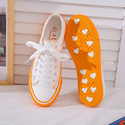 White Color Block Heart Canvas Sneakers luxury bridal gown by Bridal Boutique