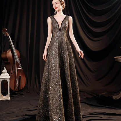 Women's Black Glitter Formal Dress
