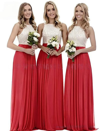 New Elegant Modest And Sophisticated Slim-Fit Long Lace Bridesmaid Dress