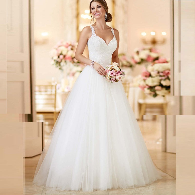 2-in-1 Convertible Wedding Dress with Detachable Tulle Ball Gown Skirt.