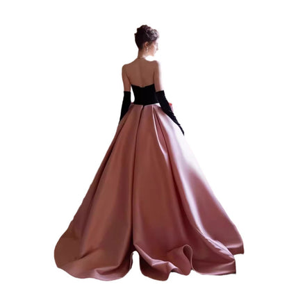 Beautiful Black And Pink Big Bow Formal Ball Gown