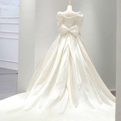 Long Sleeve French Tail Wedding Dress