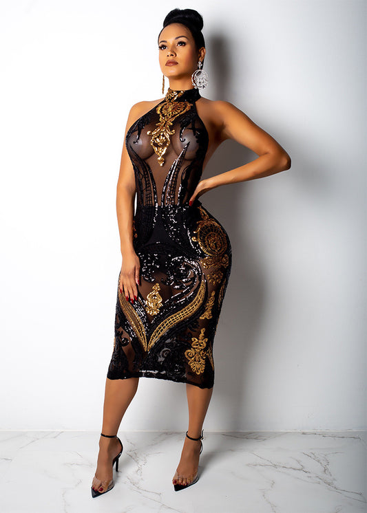Sheer dress with sequins