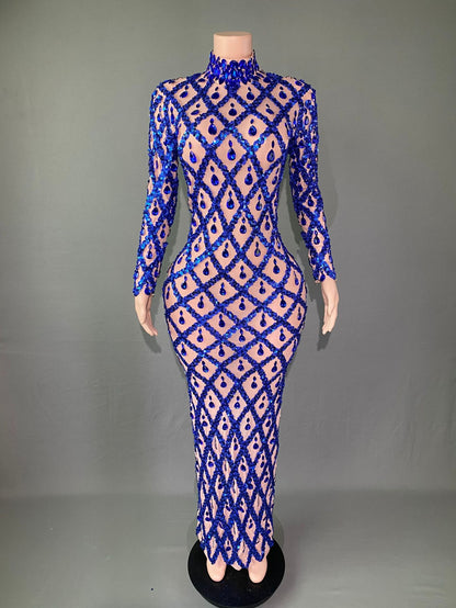 Shiny Rhinestone Women's Evening Party Formal Dress