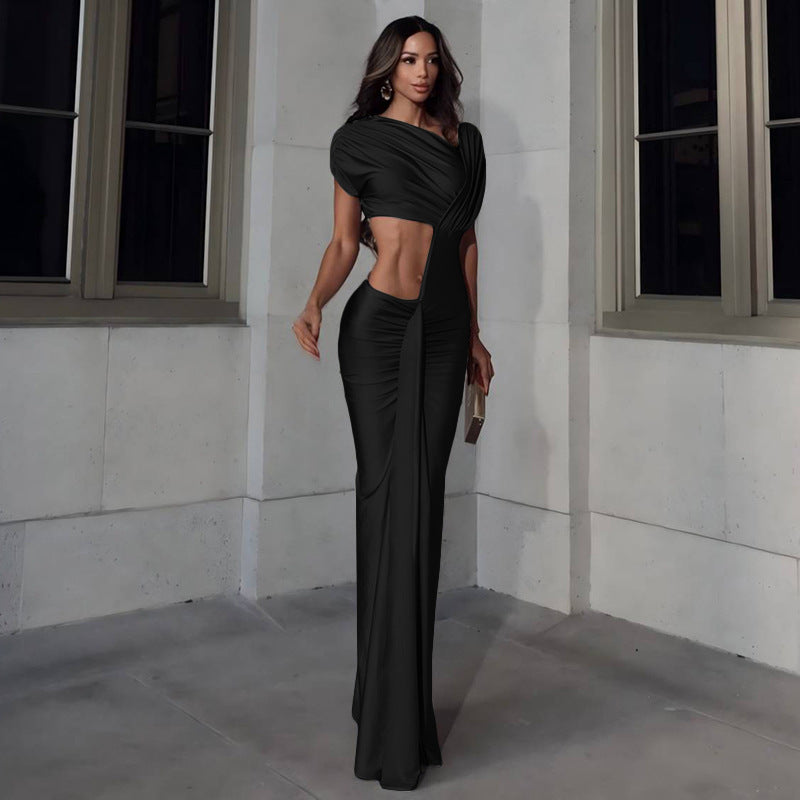 Womens Irregular Cutout High-Waisted Dress
