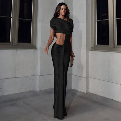 Womens Irregular Cutout High-Waisted Dress