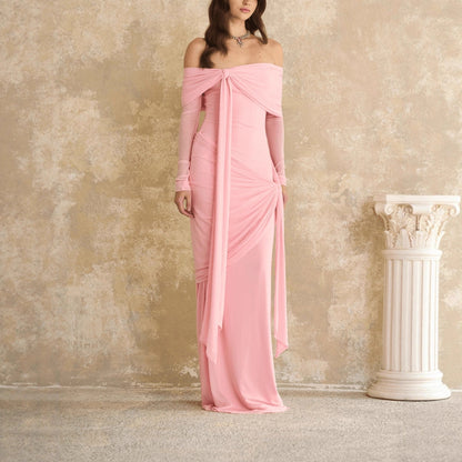 Rare Designer-style Long Slip Dress With A Bow-tie Neckline