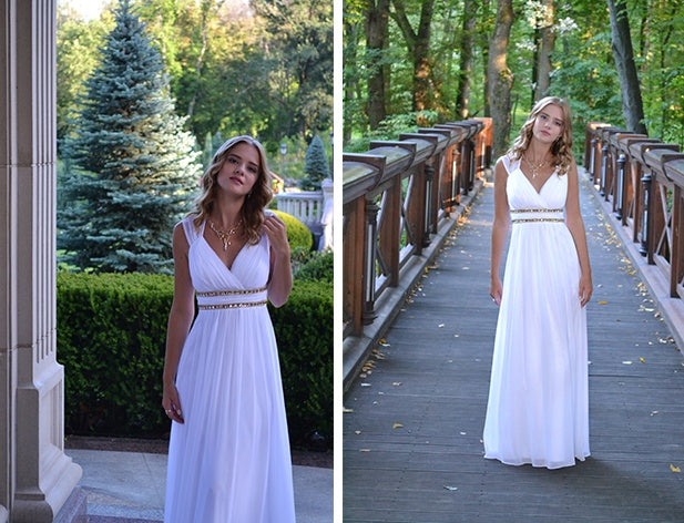 Formal Long Elegant V-Neck Formal Bridesmaid dress