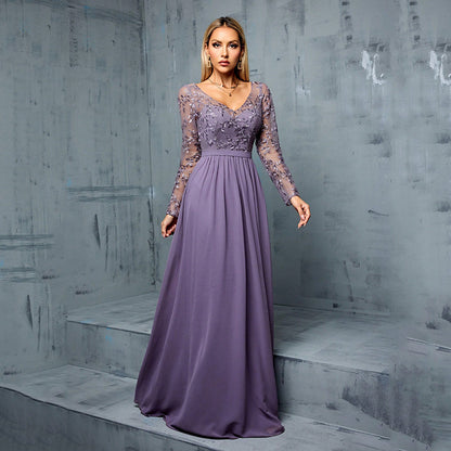 Chiffon Long Sleeve Formal bridesmaid Dress