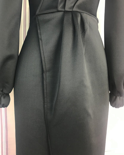 Bubble sleeve formal evening dress