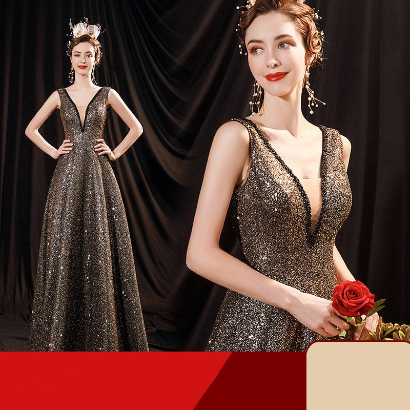 Women's Black Glitter Formal Dress
