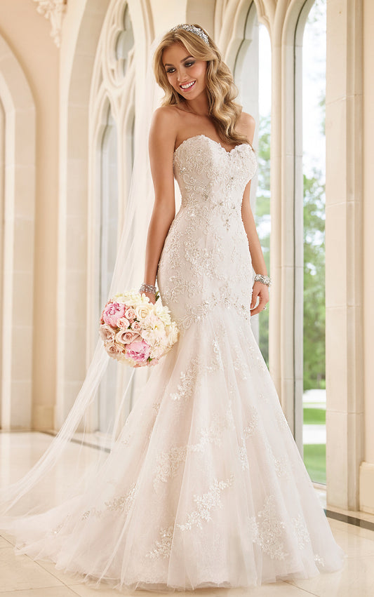 Square Neck Long Sleeve Wedding Dress – Vintage Tulle A – Line Bridal Gown. luxury bridal gown by Bridal Boutique