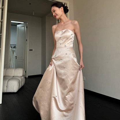 New Satin French Simplicity FashionShoot Trendy Wedding Dress