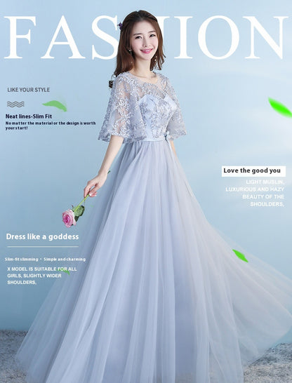 Long Bridesmaid Blue Wedding Party Dress