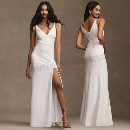 Satin Semi Formal White High-grade Dress