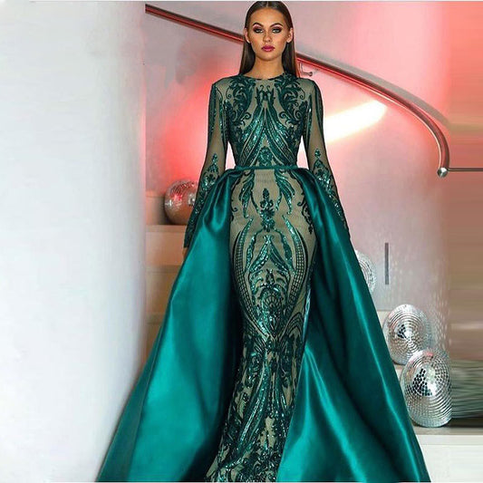 Women's Dark Green Formal Statement Dress