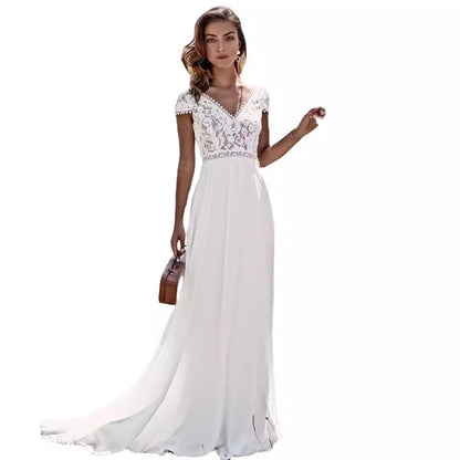 Slim-fit Off-shoulder Bare Back Bridal Tail Wedding Dress