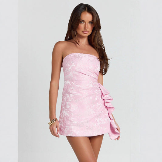 Pink Slim-fit Short Women's Dress
