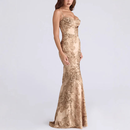 Womens Printed Tube Top Waist-Cinching Hip-Hugging Dress