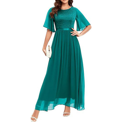 Short Sleeve Lace Bridesmaid Dress For Women
