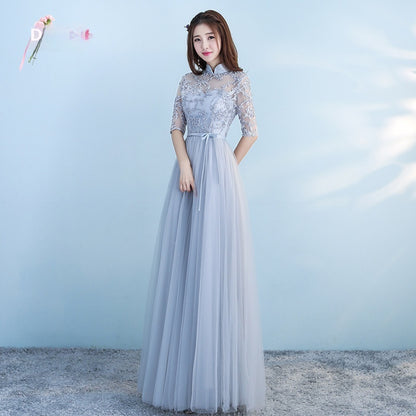 Long Bridesmaid Blue Wedding Party Dress