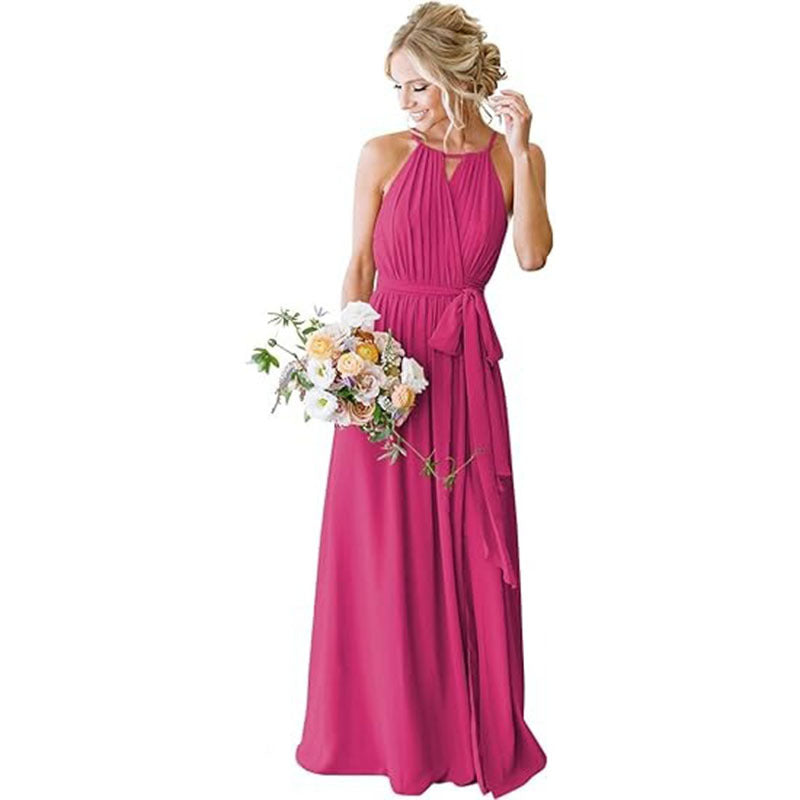 Strap Chiffon Bridesmaid Dress Long