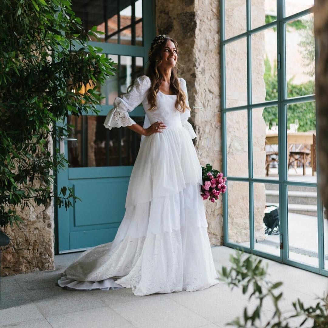 Long Sleeve Boho Chic Lace Wedding Dress