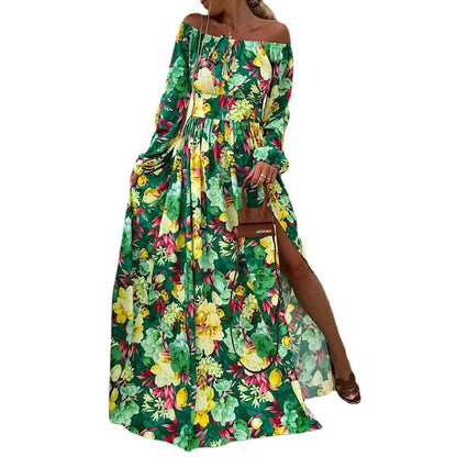 Boho bright multicolor long sleeve colorful summer Dress
