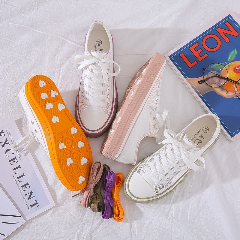 White Color Block Heart Canvas Sneakers luxury bridal gown by Bridal Boutique