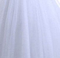 Off-the-Shoulder Lace Ball Gown Wedding Dress with Long Tulle Train.