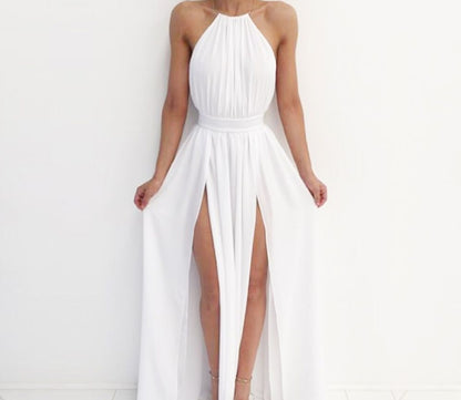 Halter Long Slit Simple dress