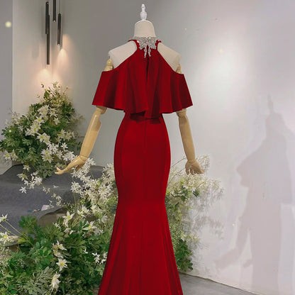Ladies Wine Red Formal Mermaid Dress