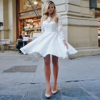 White Vintage Lace Women Formal Wedding Dress