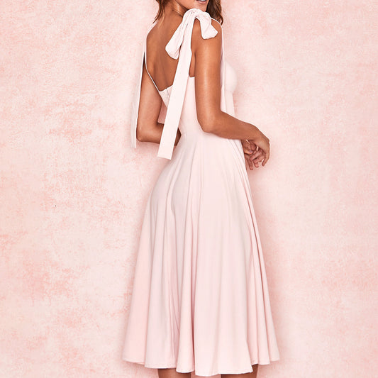 Sweetheart Midi Dress with Tie Straps