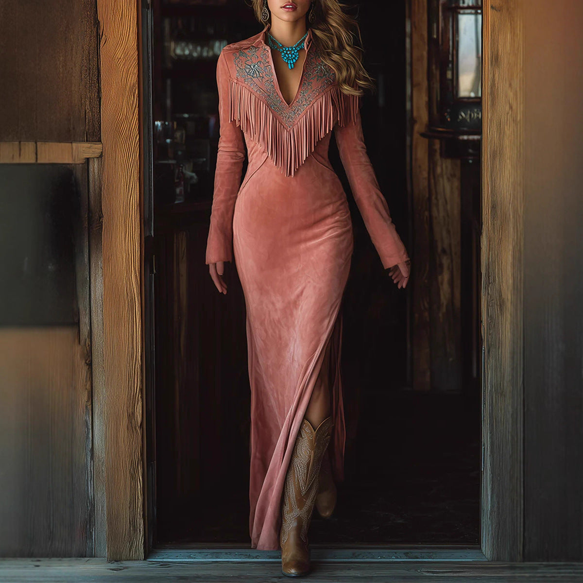 Solid Color Long Independent Womens Dress