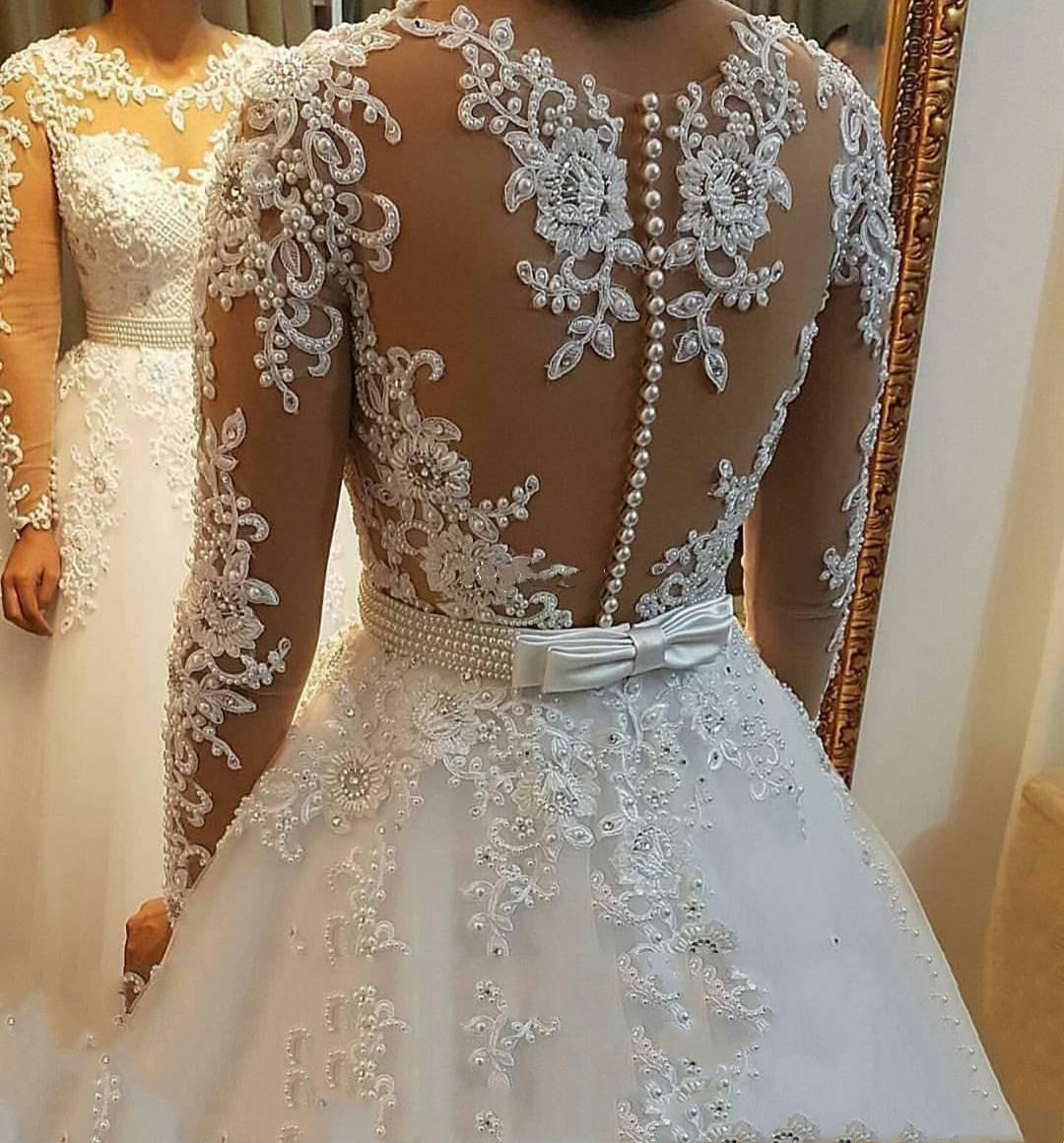 Lace Long Sleeve Detachable Wedding Dress