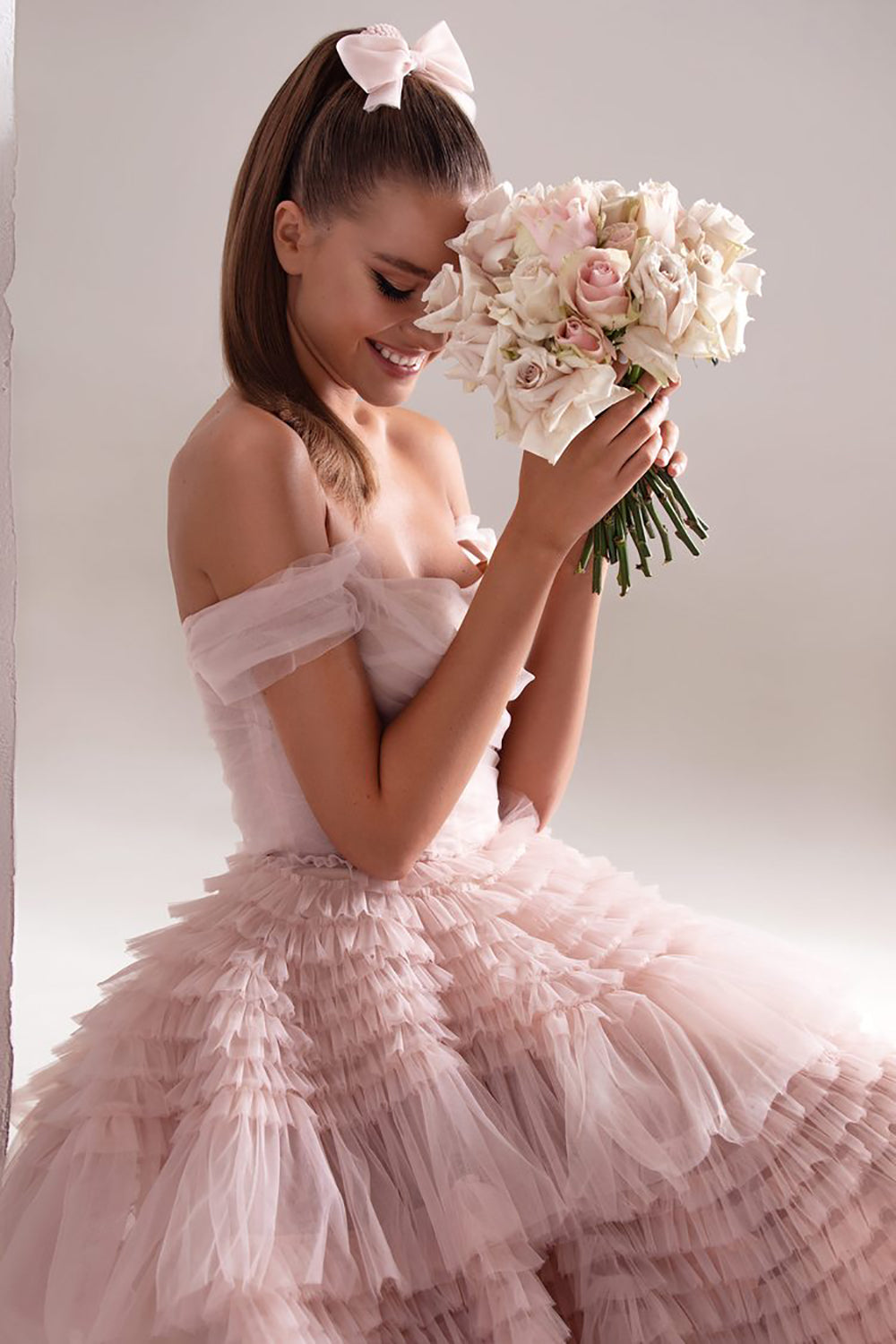 Classic Long Sleeve Lace Ball Gown Wedding Dress with Cathedral Train.